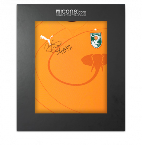 Yaya Toure Front Signed Ivory Coast 2011-12 Home Shirt In Deluxe Packaging