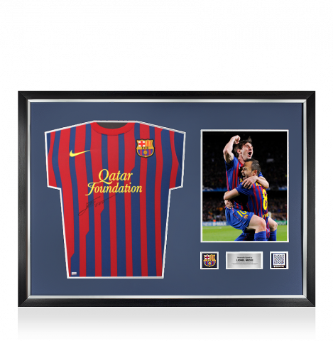 Lionel Messi Official FC Barcelona Front Signed and Framed 2011-12 Home Shirt