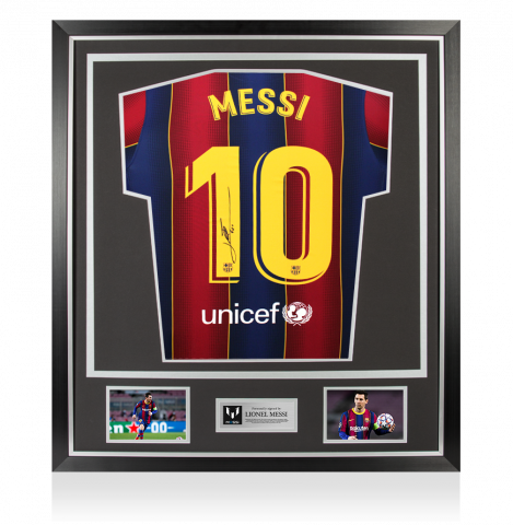 Lionel Messi Back Signed FC Barcelona 2020-21 Home Shirt In Classic Frame
