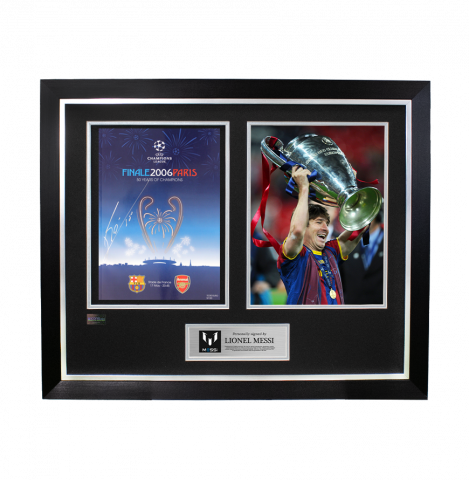 Lionel Messi Signed and Framed 2006 UEFA Champions League Final Programme