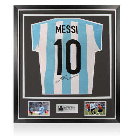 Lionel Messi Back Signed Argentina 2015-16 Home Shirt In Classic Frame