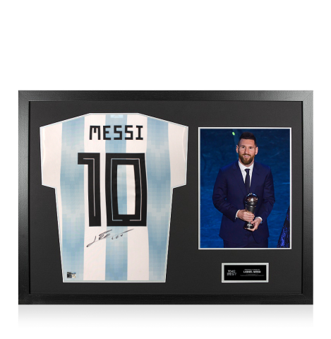 Lionel Messi Official The Best FIFA Football Awards™ Back Signed and Framed Argentina 2018-19 Home Shirt: 2019 Winner