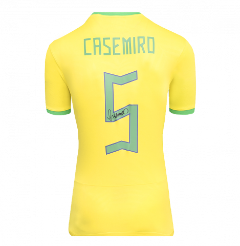 Casemiro Back Signed Brazil Modern Home Shirt In Deluxe Packaging