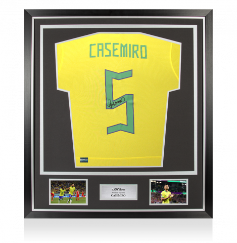 Casemiro Back Signed Brazil Modern Home Shirt In Classic Frame