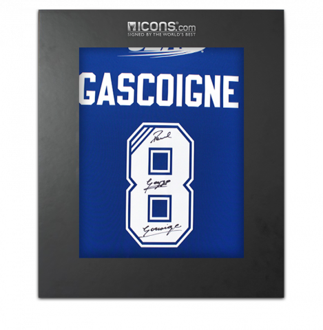 Paul Gascoigne Back Signed Rangers 2023-24 Home Shirt In Deluxe Packaging