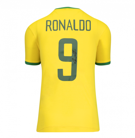Ronaldo Back Signed Brazil T-Shirt In Deluxe Packaging