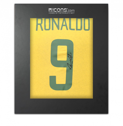 Ronaldo Back Signed Brazil T-Shirt In Deluxe Packaging