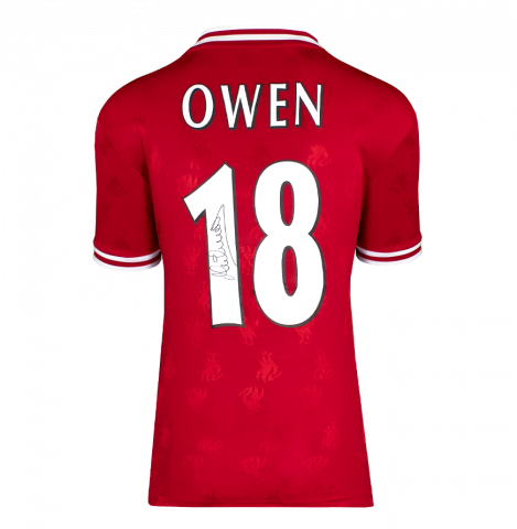 Michael Owen Back Signed Liverpool 1996 Home Shirt In Deluxe Packaging