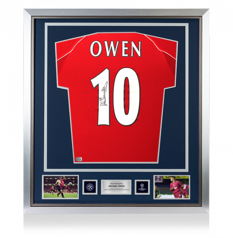 Michael Owen Official UEFA Champions League Back Signed and Framed Liverpool 2000-01 Home Shirt