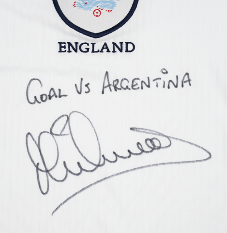 Michael Owen Front Signed England 1998 Home Shirt - Goal vs Argentina Inscription In Hero Frame: Option 1