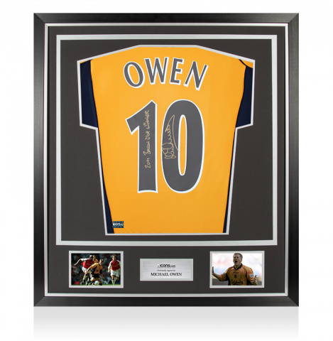 Michael Owen Back Signed Liverpool 2000-01 Away Shirt - 2001 Ballon d'Or Winner Inscription In Classic Frame