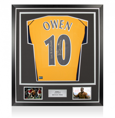 Michael Owen Back Signed Liverpool 2000-01 Away Shirt - 2001 FA Cup Winner Inscription In Classic Frame