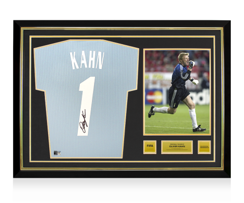 Oliver Kahn Official FIFA World Cup™ Back Signed and Hero Framed Germany Anniversary Goalkeeper Shirt
