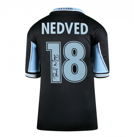 Pavel Nedved Back Signed SS Lazio 1998-99 Away Shirt In Deluxe Packaging