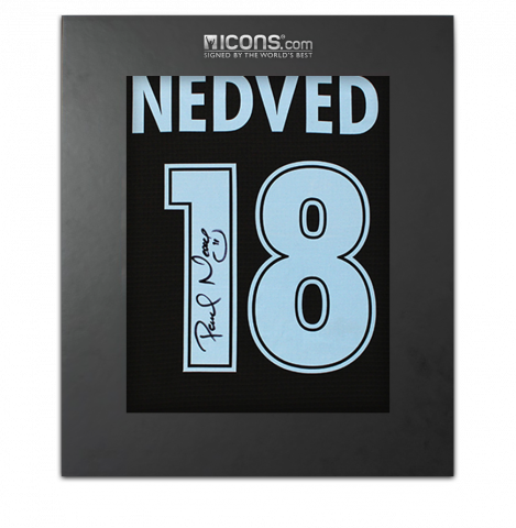 Pavel Nedved Back Signed SS Lazio 1998-99 Away Shirt In Deluxe Packaging