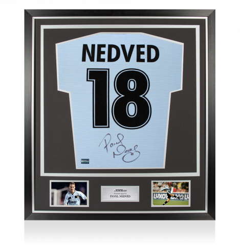 Pavel Nedved Back Signed SS Lazio 1998-00 Home Shirt In Classic Frame