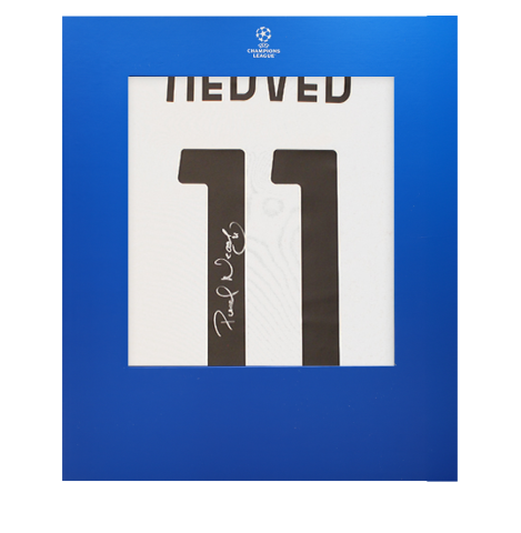 Pavel Nedved Official UEFA Champions League Back Signed Juventus 2024-25 Home Shirt with Fan Style Numbers In Deluxe Packaging