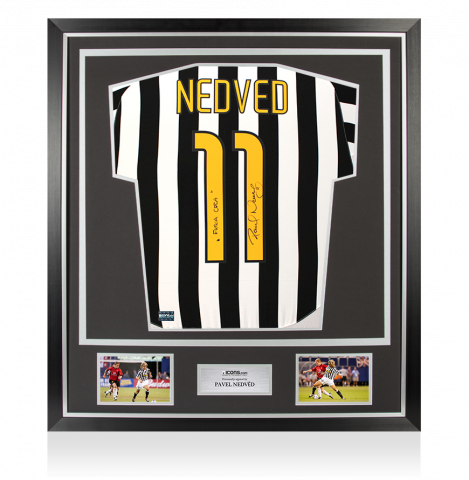 Pavel Nedved Back Signed Juventus 2003-04 Home Shirt - Furia Ceca Inscription In Classic Frame