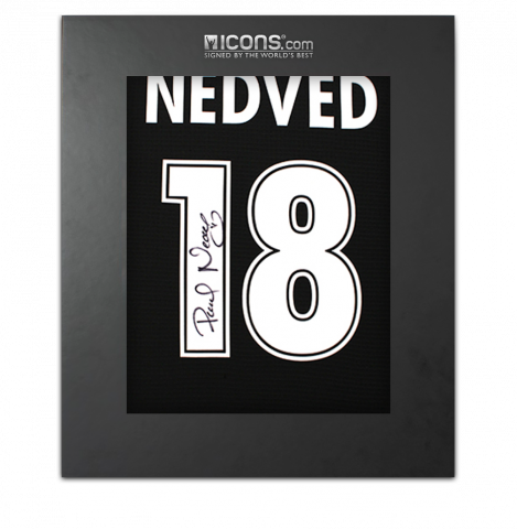 Pavel Nedved Back Signed SS Lazio 1998-99 Away Shirt In Deluxe Packaging