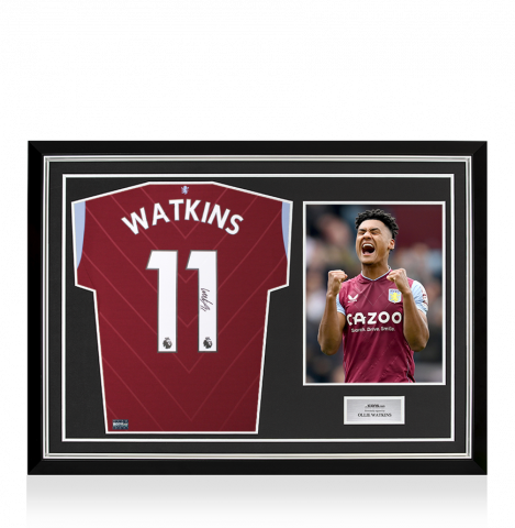 Ollie Watkins Back Signed Aston Villa 2022-23 Home Shirt In Hero Frame: Option 1