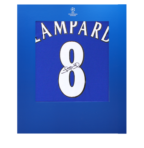 Frank Lampard Official UEFA Champions League Back Signed Chelsea 2000 Home Shirt In Deluxe Packaging