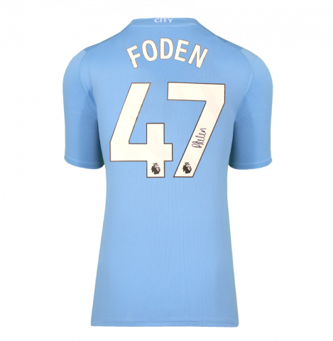 Phil Foden Back Signed Manchester City 2023-24 Home Shirt In Deluxe Packaging