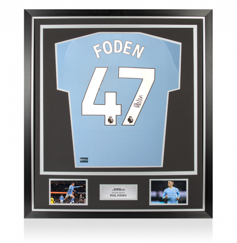 Phil Foden Back Signed Manchester City 2023-24 Home Shirt In Classic Frame
