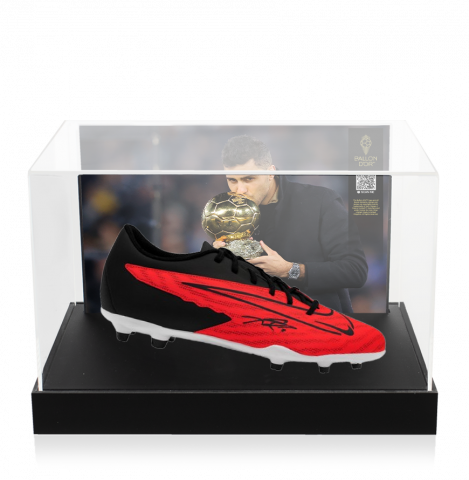 Rodri Official Ballon d'Or Signed Nike Football Boot In Photo Acrylic Case: Option 1