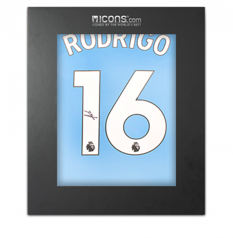 Rodri Back Signed Manchester City 2023-24 Home Shirt In Deluxe Packaging