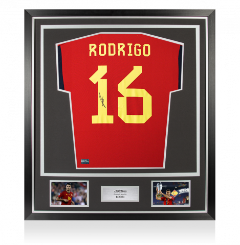 Rodri Back Signed Spain 2022-23 Home Shirt In Classic Frame