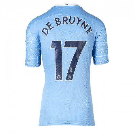 Kevin De Bruyne Back Signed Manchester City 2020-21 Home Shirt In Deluxe Packaging