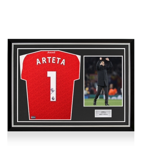 Mikel Arteta Back Signed Arsenal 2025-26 Home Shirt In Hero Frame: Option 1
