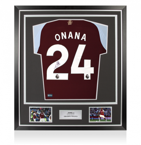 Amadou Onana Back Signed Aston Villa 2024-25 Home Shirt In Classic Frame