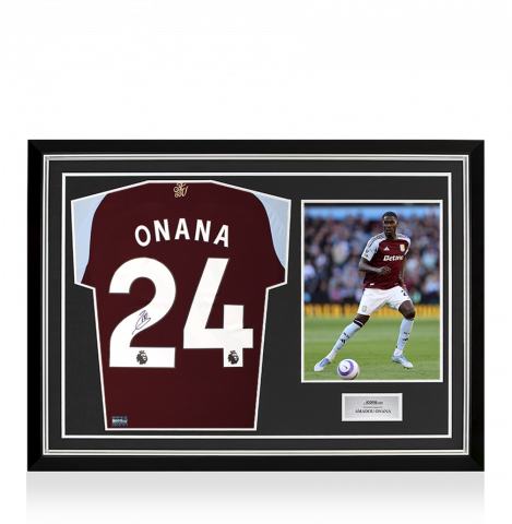 Amadou Onana Back Signed Aston Villa 2024-25 Home Shirt In Hero Frame: Option 1