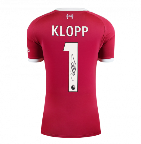 Jurgen Klopp Back Signed Liverpool 2025-26 Home Shirt In Deluxe Packaging