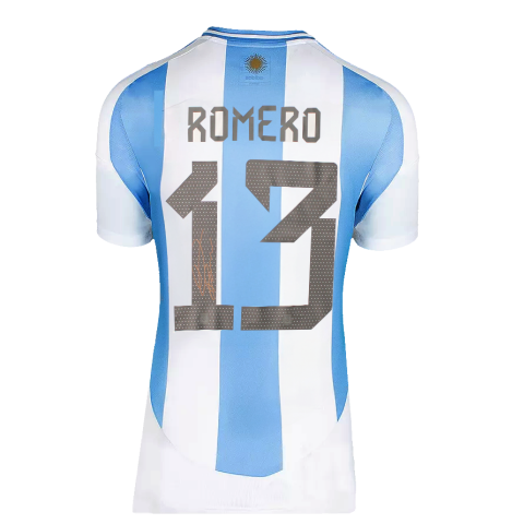 Cristian Romero Back Signed Argentina 2024-25 Home Shirt In Deluxe Packaging