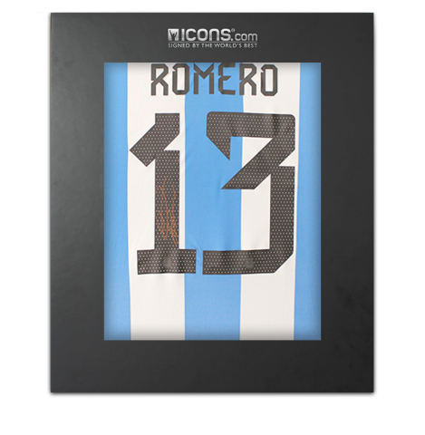 Cristian Romero Back Signed Argentina 2024-25 Home Shirt In Deluxe Packaging