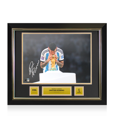 Cristian Romero Official 2022 FIFA World Cup™ Signed and Framed Argentina Photo: 2022 FIFA World Cup Winner