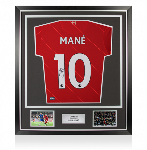 Sadio Mane Back Signed Liverpool 2021-22 Home Shirt In Classic Frame
