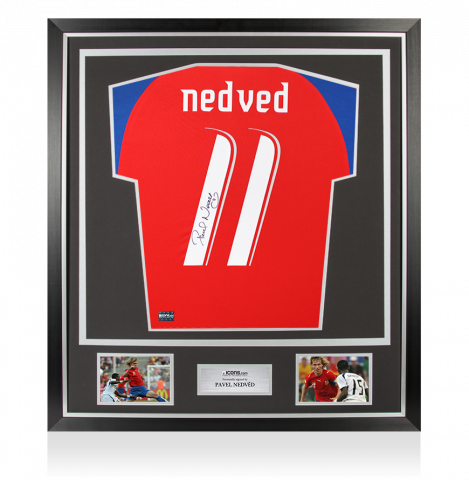 Pavel Nedved Back Signed Czech Republic 2006-08 Home Shirt In Classic Frame