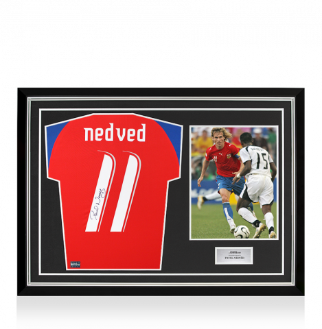 Pavel Nedved Back Signed Czech Republic 2006-08 Home Shirt In Hero Frame: Option 1
