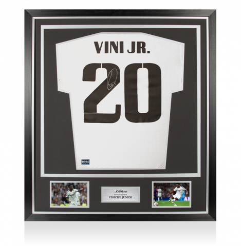 Vinicius Jr Back Signed Real Madrid 2024-25 Home Shirt In Classic Frame