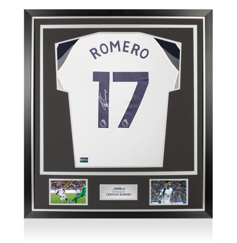 Cristian Romero Back Signed Tottenham Hotspur 2025-26 Home Shirt In Classic Frame