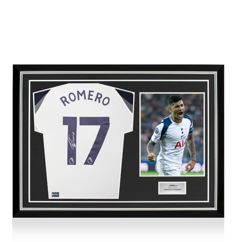 Cristian Romero Back Signed Tottenham Hotspur 2025-26 Home Shirt In Hero Frame: Option 1