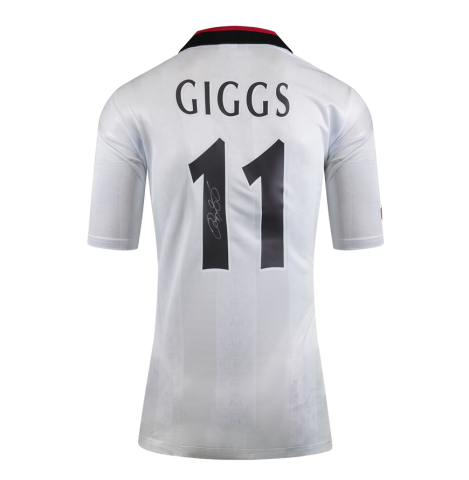 Ryan Giggs Official UEFA Champions League Back Signed Manchester United 1997-99 Away Shirt In Deluxe Packaging