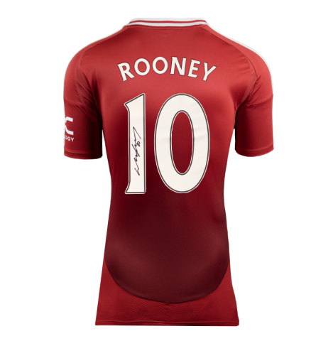 Wayne Rooney Official UEFA Champions League Back Signed Manchester United 2024-25 Home Shirt In Deluxe Packaging