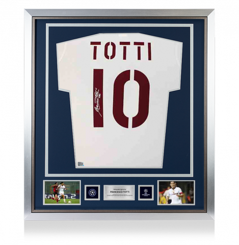 Francesco Totti Official UEFA Champions League Back Signed and Framed AS Roma 2003-04 Away Shirt