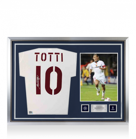 Francesco Totti Official UEFA Champions League Back Signed and Hero Framed AS Roma 2003-04 Away Shirt