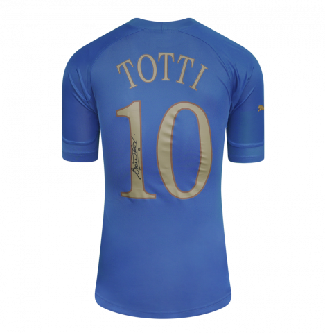 Francesco Totti Back Signed Italy 2004-06 Home Shirt In Deluxe Packaging