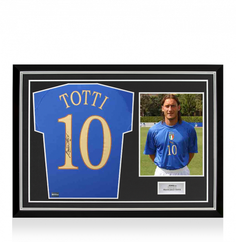 Francesco Totti Back Signed Italy 2004-06 Home Shirt In Hero Frame: Option 1